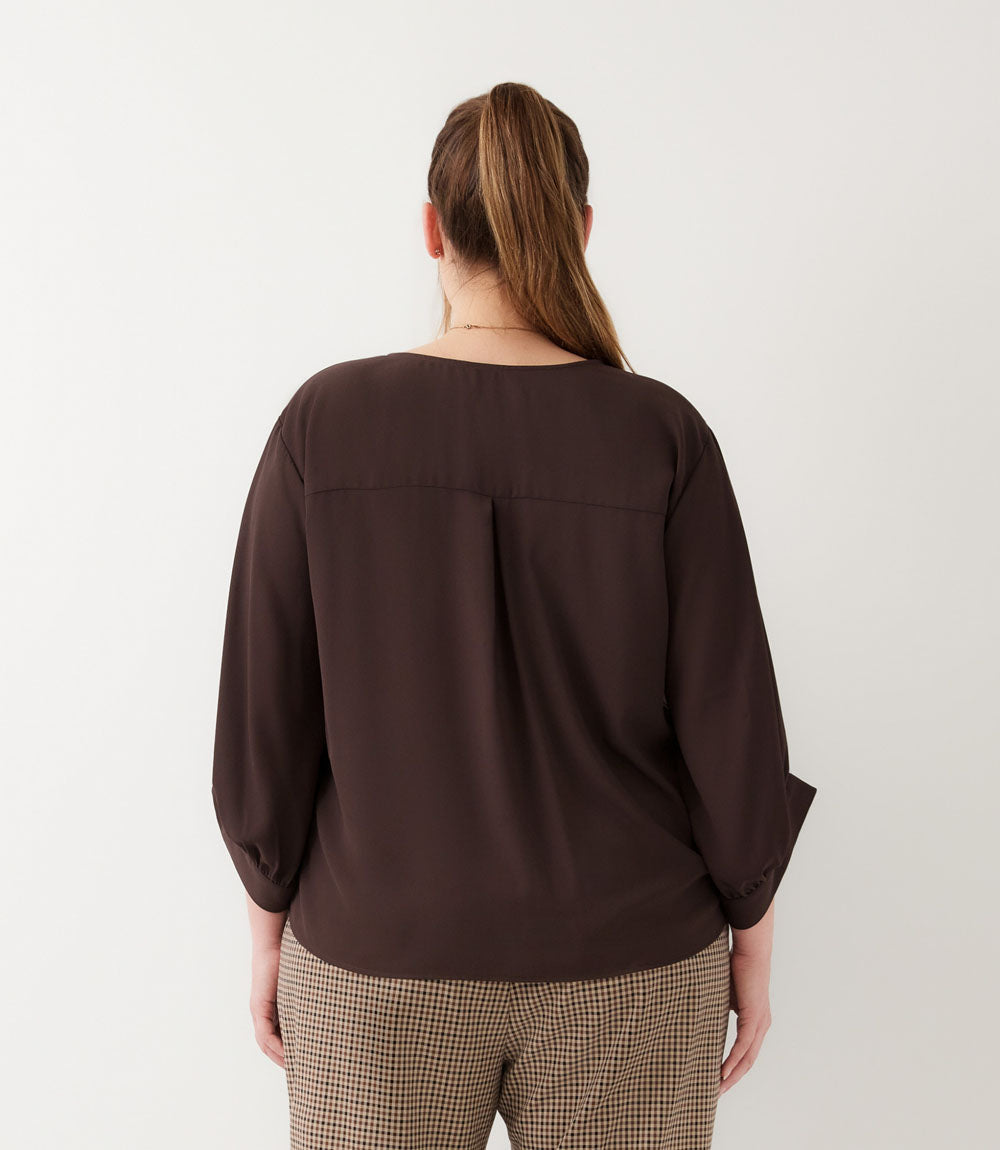 top Blouson Sleeve Tie-Front Top