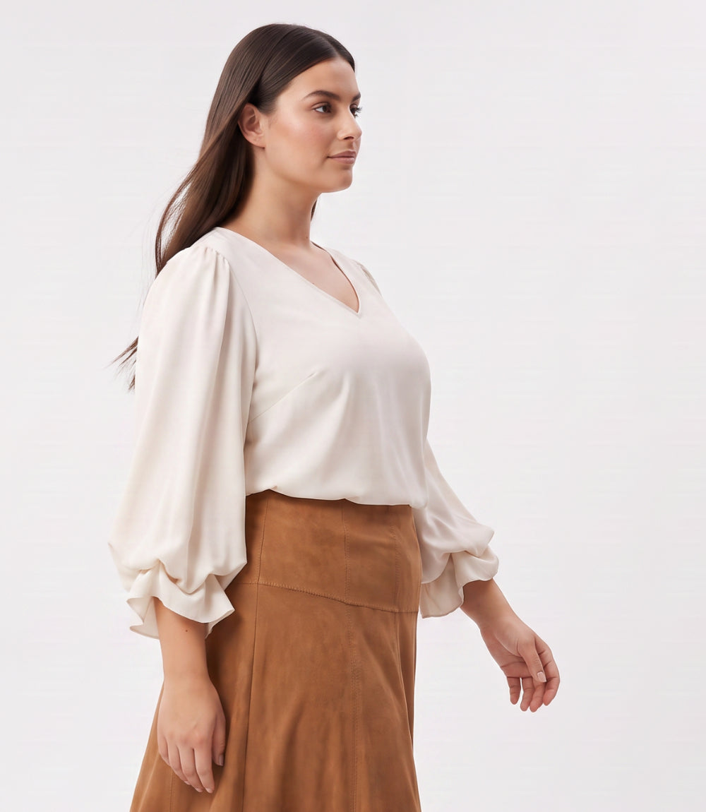 top Layered Sleeve Asymmetric Top