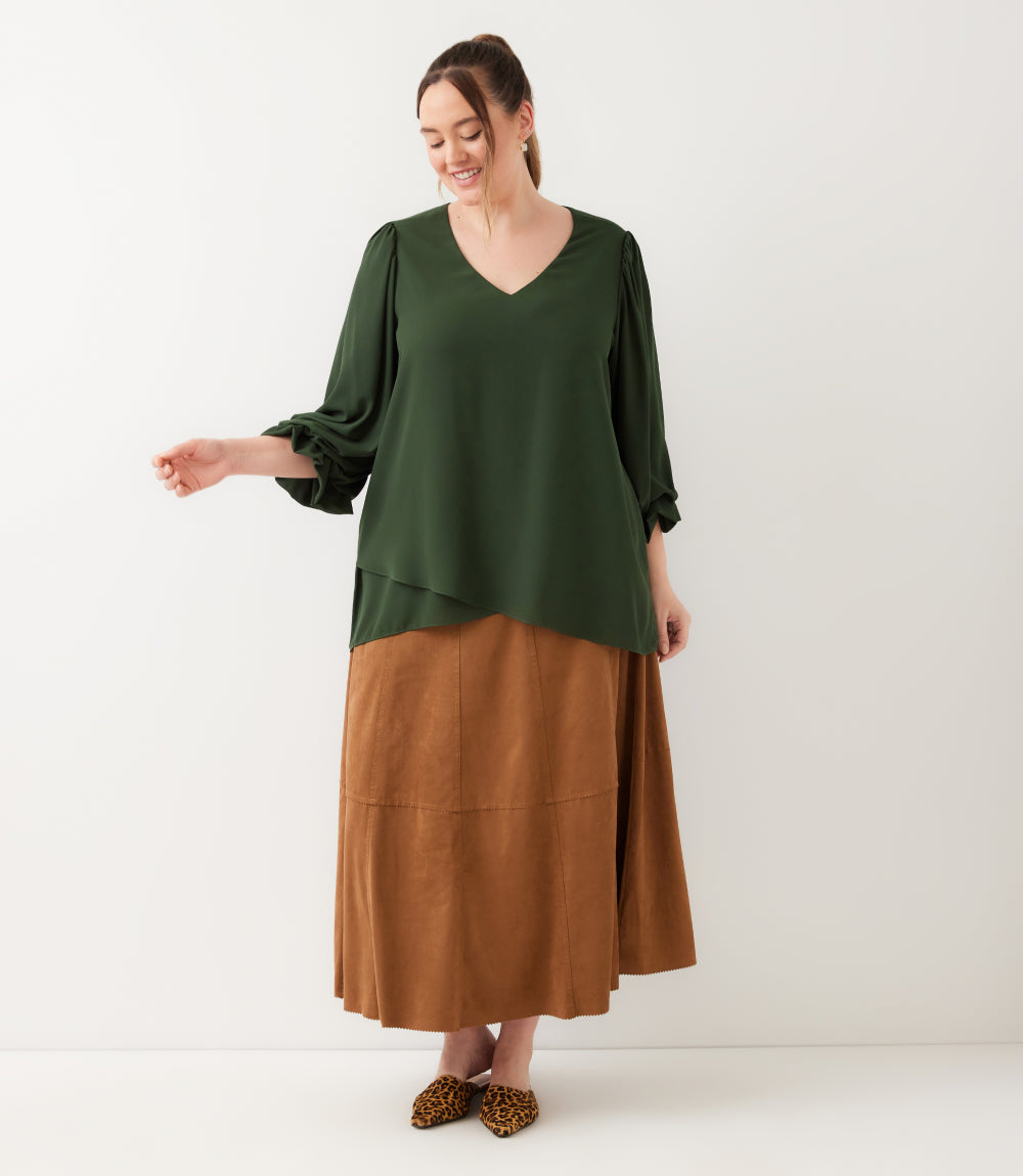 top Layered Sleeve Asymmetric Top