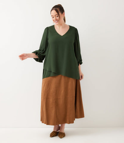 top Layered Sleeve Asymmetric Top