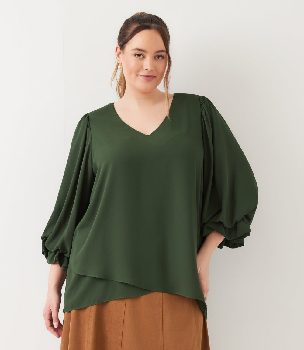 top Layered Sleeve Asymmetric Top