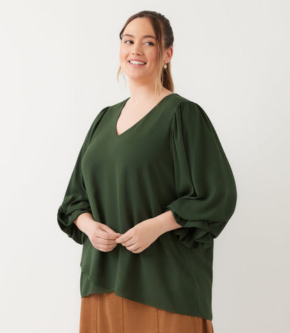 top Layered Sleeve Asymmetric Top