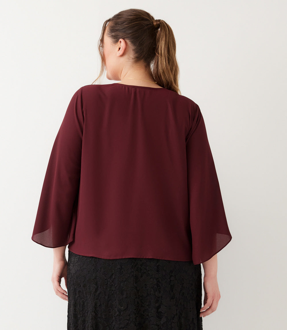 top Plus Size Bracelet Sleeve Drape Front Crossover Top