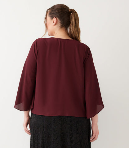 top Plus Size Bracelet Sleeve Drape Front Crossover Top