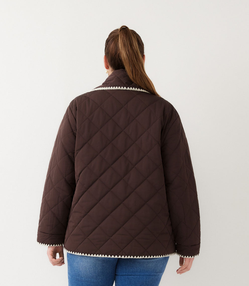 outerwear Plus Size Edge Stitch Quilted Scarf Jacket