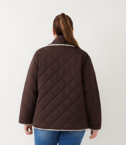 outerwear Plus Size Edge Stitch Quilted Scarf Jacket
