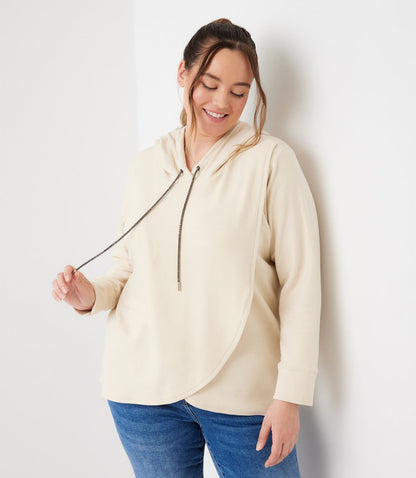 sweater Rhinestone Drawstring Crossover Sweatshirt