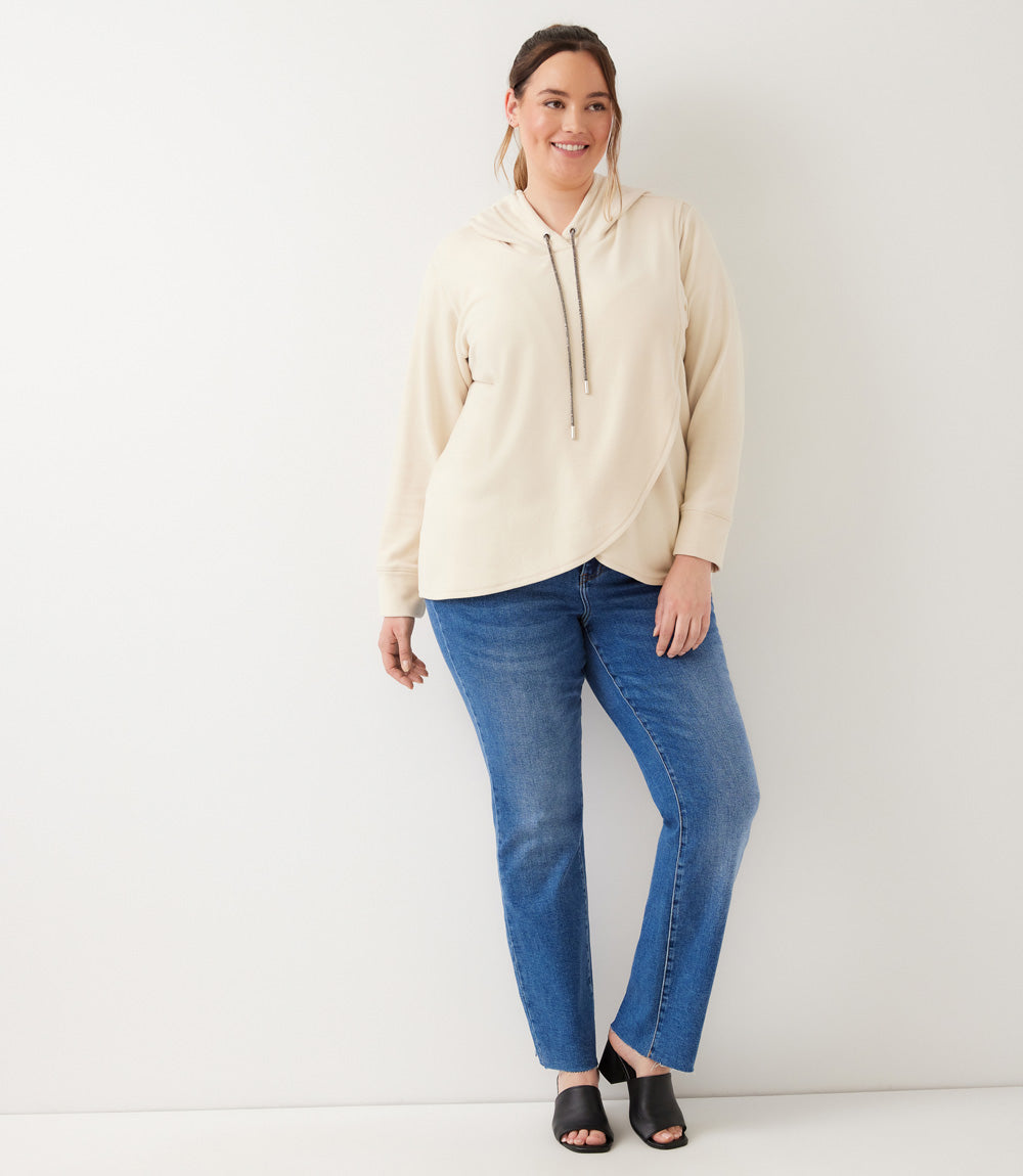 sweater Rhinestone Drawstring Crossover Sweatshirt
