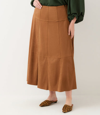 bottom Tiered Faux Suede Midi Skirt