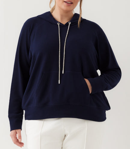 Karen Kane Navy Rhinestone Drawstring Hoodie