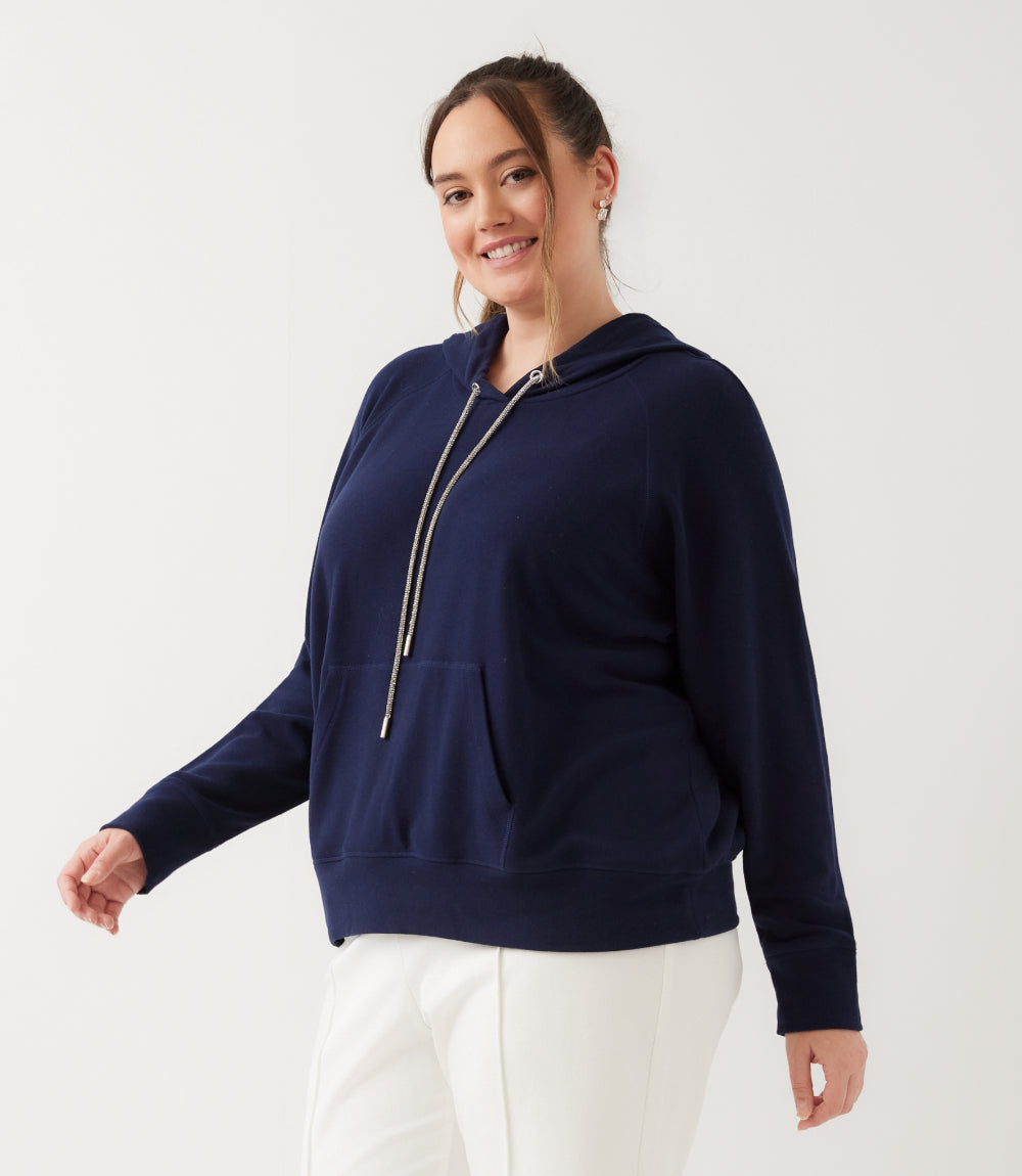 sweater Rhinestone Drawstring Hoodie Sweatshirt