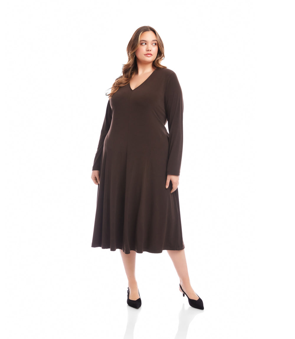 dress Plus Size Kate V-Neck Midi Travel Jersey Dress