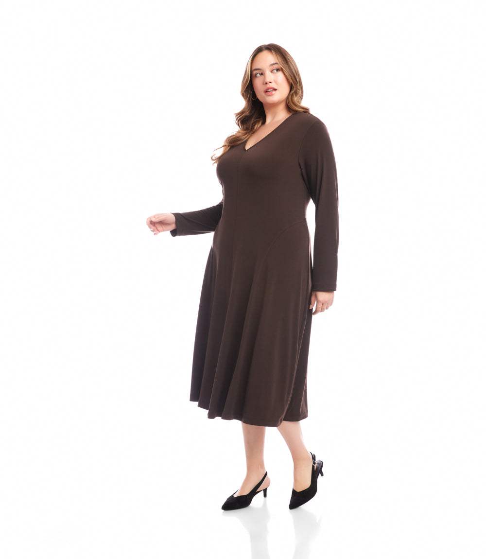 dress Plus Size Kate V-Neck Midi Travel Jersey Dress