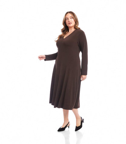 dress Plus Size Kate V-Neck Midi Travel Jersey Dress