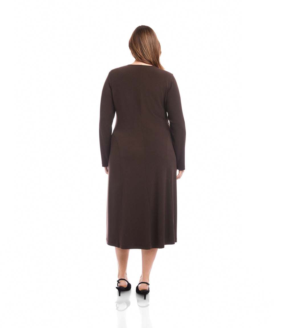 dress Plus Size Kate V-Neck Midi Travel Jersey Dress