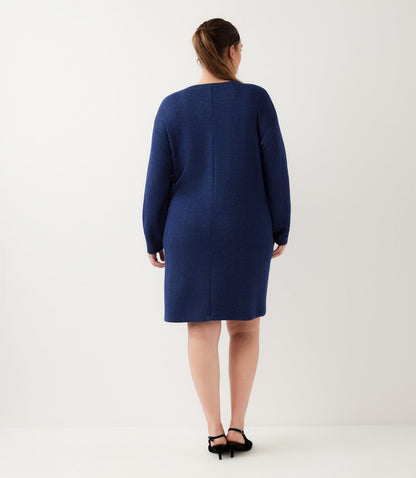 dress Plus Size Long Sleeve V-Neck Button Detail Dress