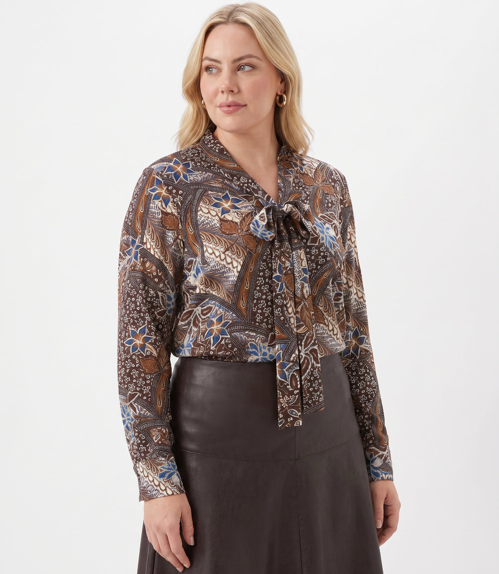 top Plus Size Long Sleeve Bow Top