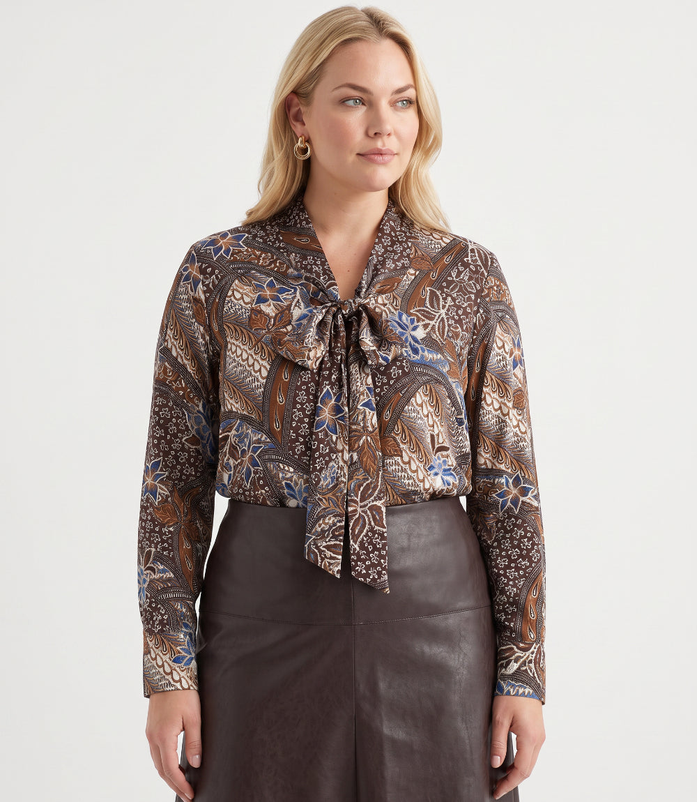 top Plus Size Long Sleeve Bow Top