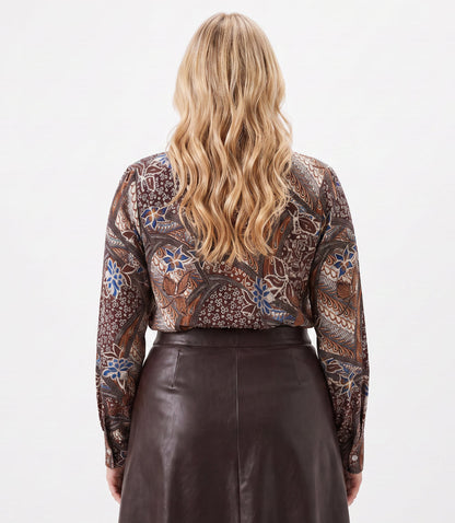 top Plus Size Long Sleeve Bow Top