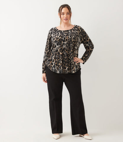 top Long Sleeve Velvet Burnout Shirttail Top