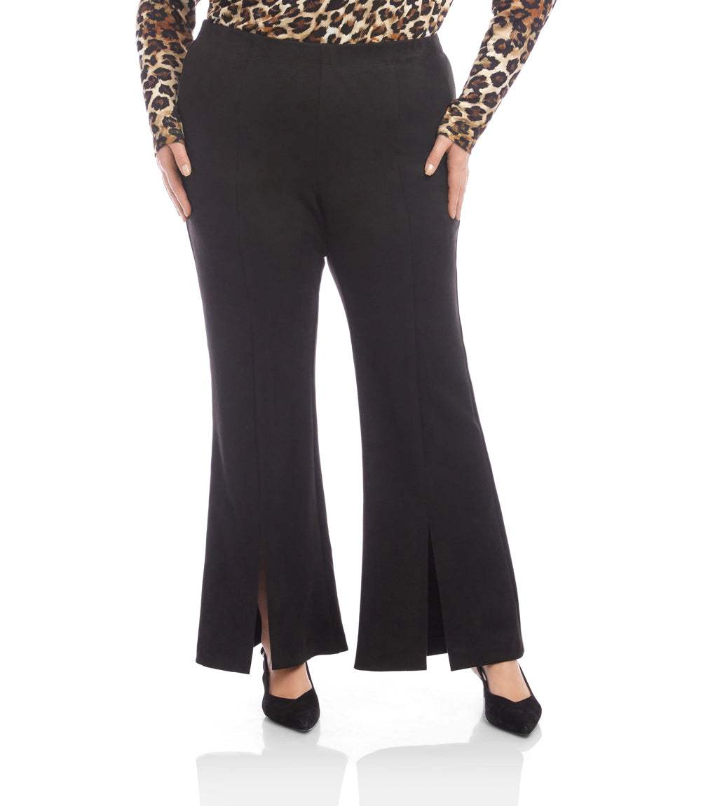 bottom Plus Size Faux Suede Front Slit Pants
