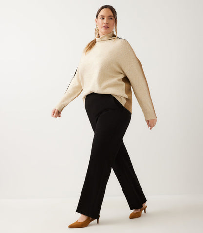 sweater Plus Size Contrast Stitch Mock Neck Colorblock Sweater