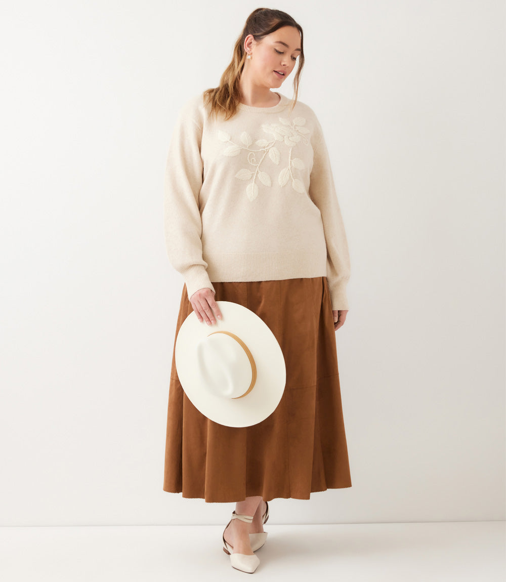 sweater Blouson Sleeve Embroidered Sweater