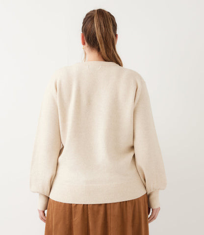 sweater Blouson Sleeve Embroidered Sweater