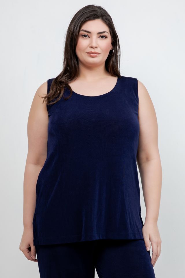 Tops Vikki Vi Classic Navy Sleeveless Tunic