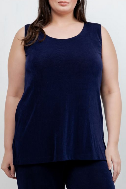 Tops Vikki Vi Classic Navy Sleeveless Tunic