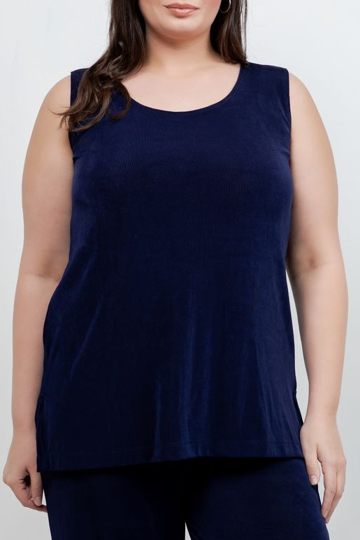 Tops Vikki Vi Classic Navy Sleeveless Tunic