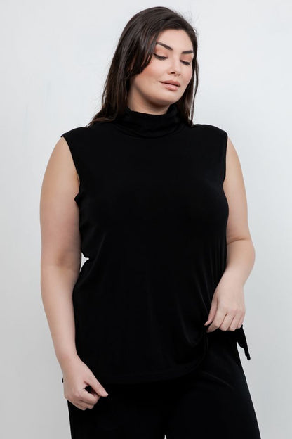 Tops Vikki Vi Classic Black Turtleneck Tank