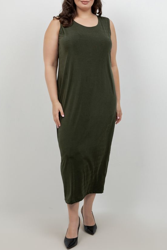 Dresses Vikki Vi Silky Classic Olive Maxi Tank Dress