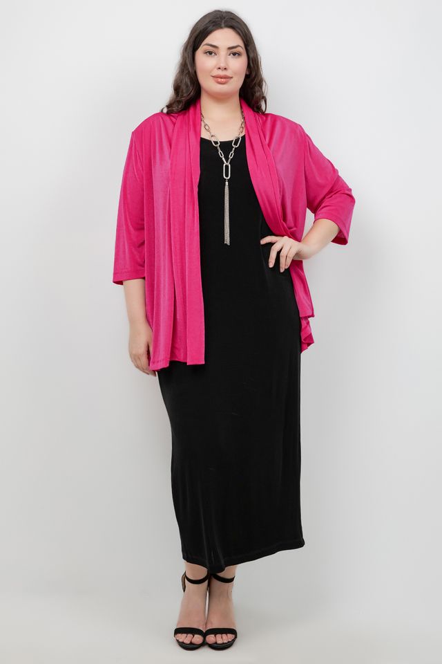Jackets Vikki Vi Silky Classic Magenta 3/4 Sleeve Kimono Jacket