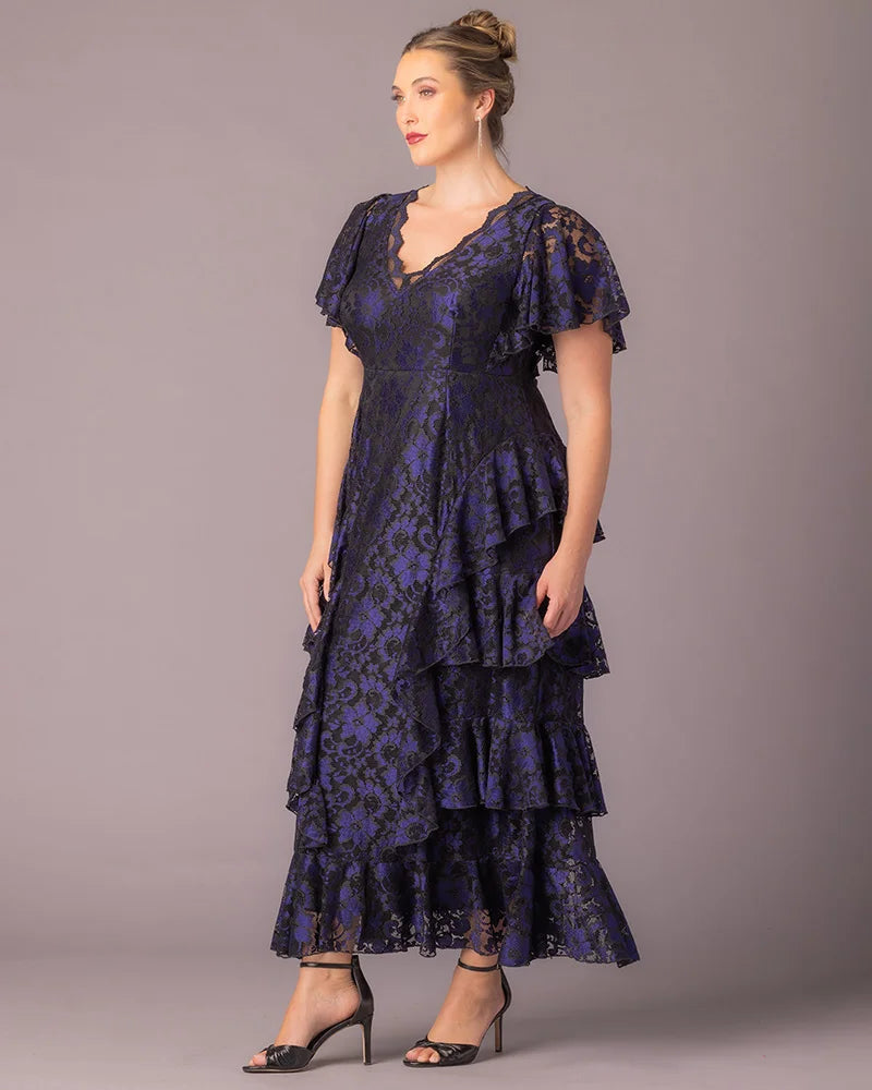 Mon Ange Tiered Lace Evening Gown