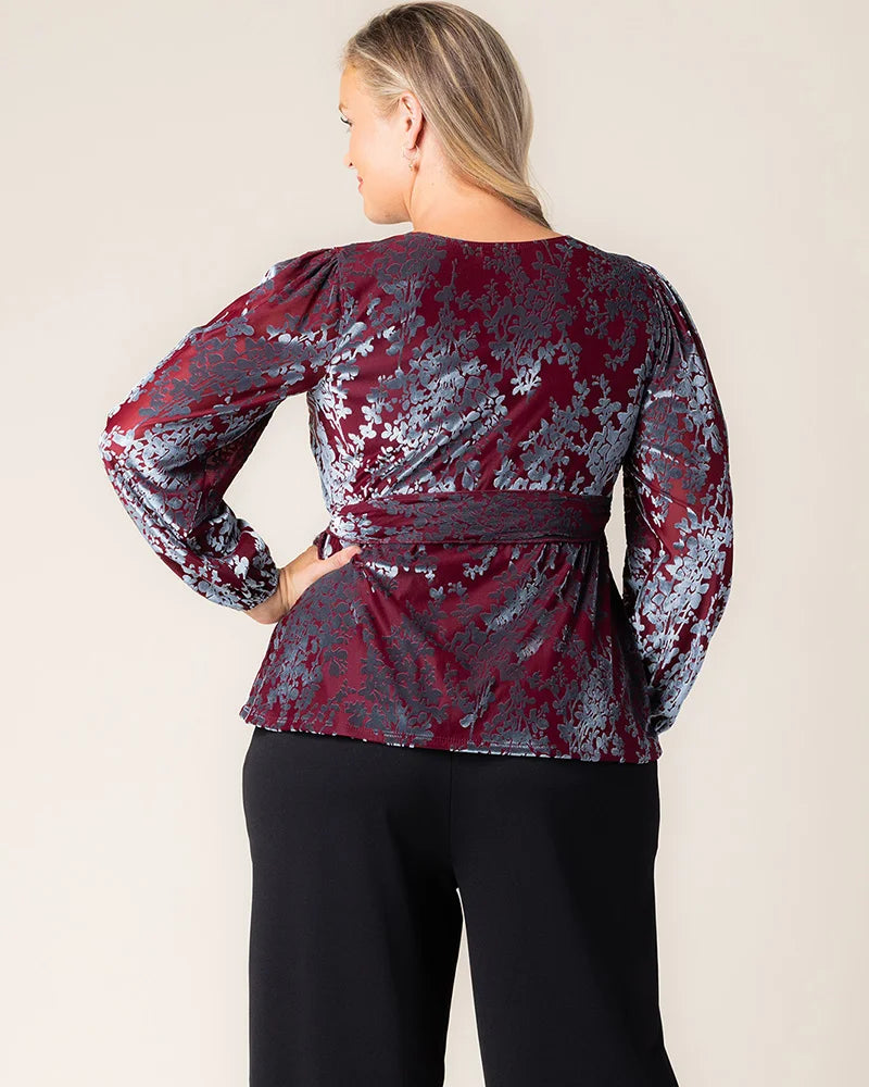 Tops Loretta Long Sleeve Velvet Wrap Top