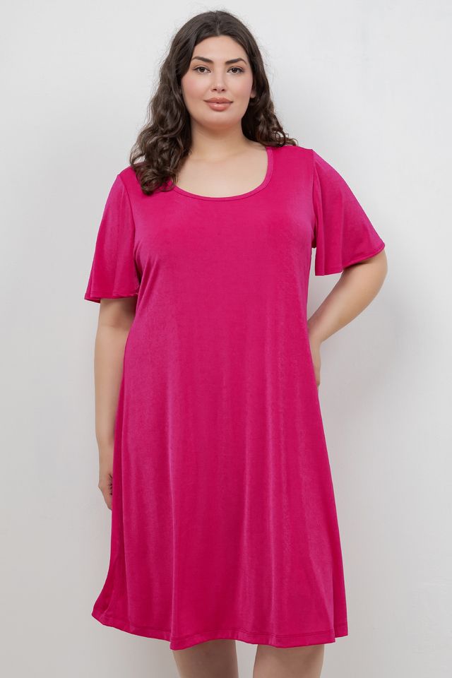 Dresses Vikki Vi Silky Classic Magenta T-Shirt Dress