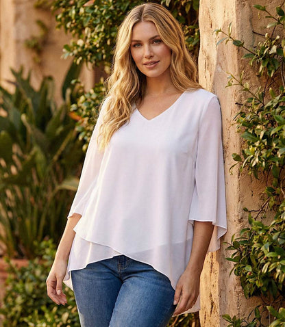 top Plus Size Bracelet Sleeve Asymmetric Top
