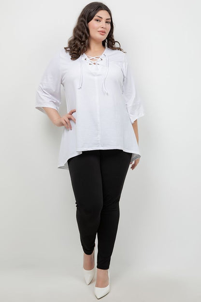 Tops White Lace Up Tee