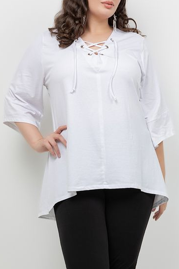Tops White Lace Up Tee