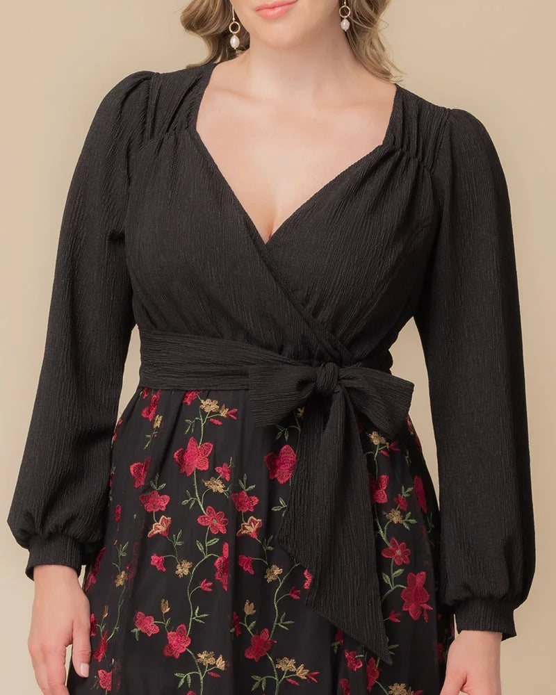 Chelsea Embroidered Midi Cocktail Dress