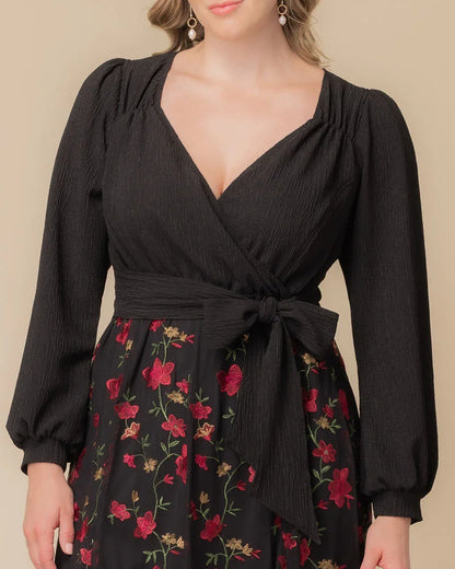 Chelsea Embroidered Midi Cocktail Dress