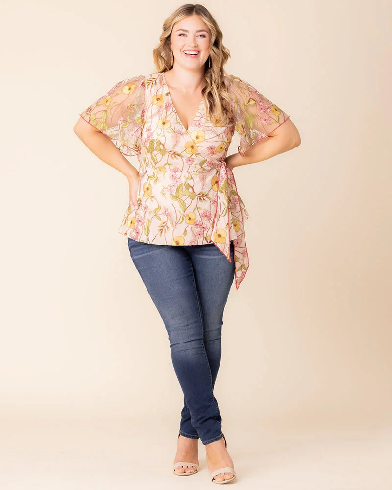 Tops Rosalie Embroidered Wrap Top