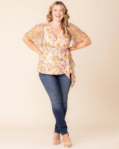 Tops Rosalie Embroidered Wrap Top