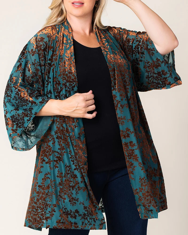 Tops Dahlia Velvet Duster