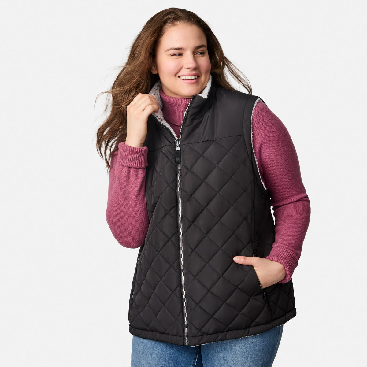 Free Country>Women>Vest>Casual>Plus Expedition II Stratus Lite Reversible Vest
