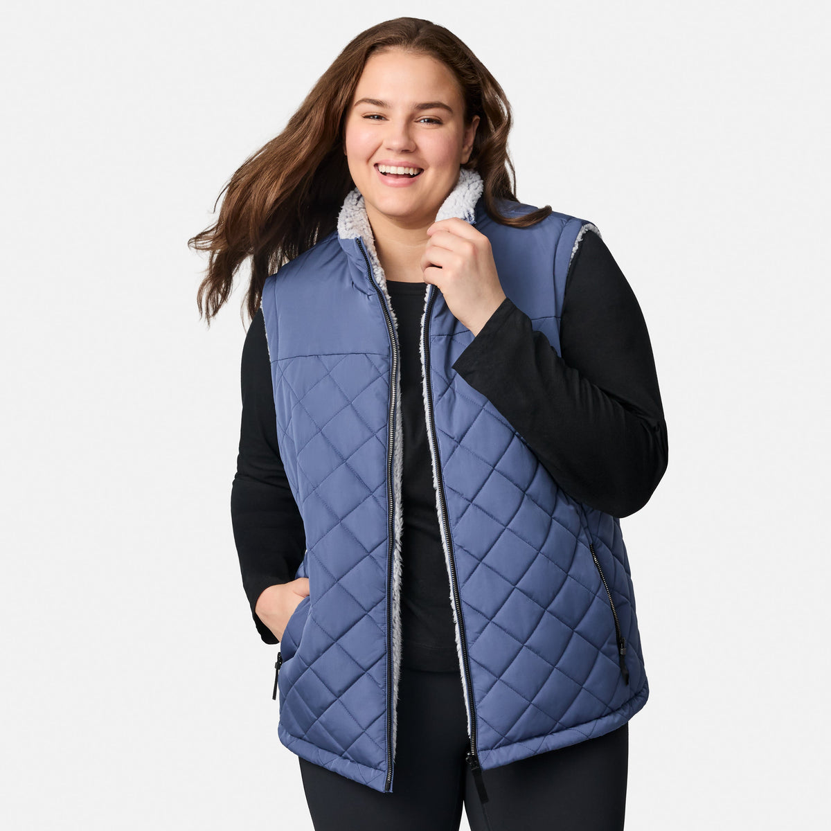Free Country>Women>Vest>Casual>Plus Expedition II Stratus Lite Reversible Vest