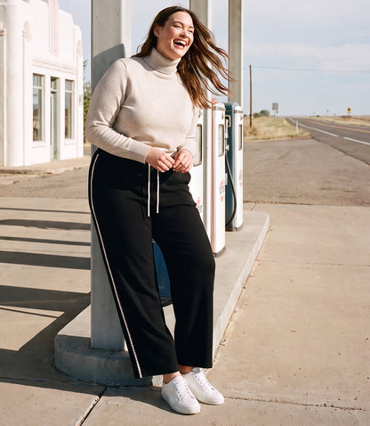bottom Plus Size Edge Stitch Drawstring Sweatpants