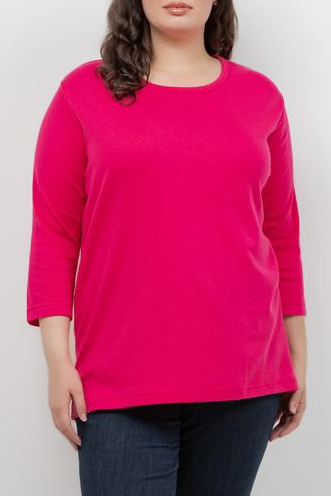 Tops Fuschia Cotton 3/4 Sleeve Tee