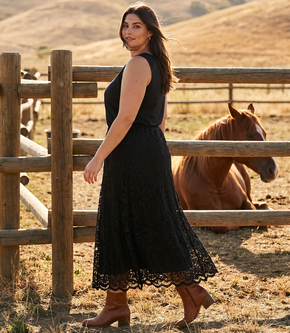bottom Lace Midi Skirt